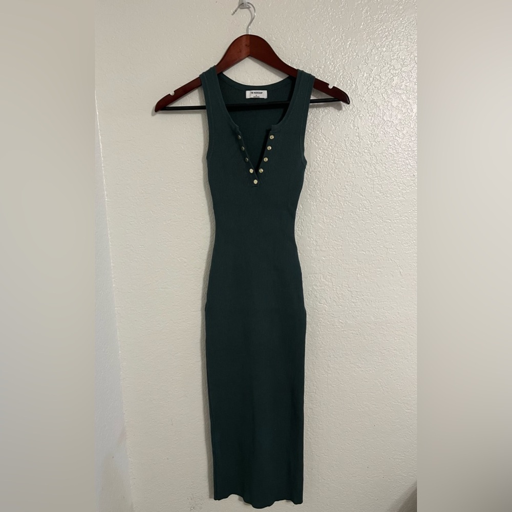 Workshop Republic Clothing Dark Green Midi Dress